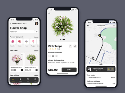 Daily UI #020 - Location Tracker daily ui daily ui challenge daily ui day 20 flower delivery flower shop app location tracker mobile app mobile app design ui design ux design