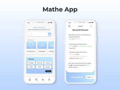 Mathe App adobe xd app app design beginner math mathematics mobile ui ui design ux ux design