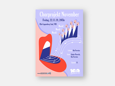Chorprojekt November choir design illustration mouth music poster poster design