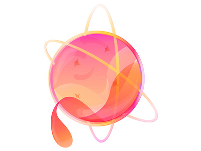 spacy glass cute fantasy gradient illustraion orange planet popular rings rose space space in bottle stars vector illustration water yellow
