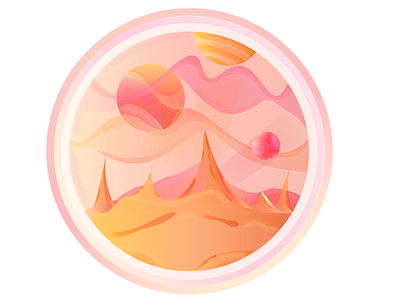 Somewhere in space abstract adobe illustrator circle design flat illustration gradient illustraion mountains planet rose rose gold space vector