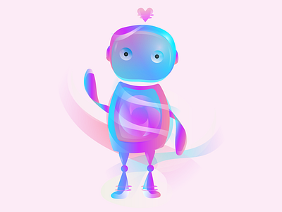 Sally: Someone loves you! abstract artwork blue cartoon challenge colorful cute dribbble gradient heart illustraion love lovely robot robotic vector warmup