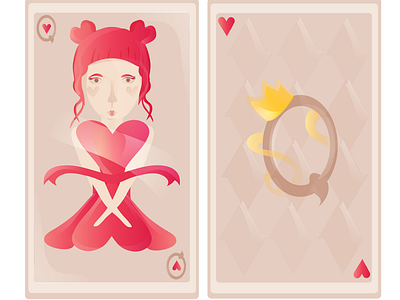 Queen of hearts abstract character colorful crown dribbleweeklywarmup flat girl girl illustration heart playing card queen of hearts red suit warmup