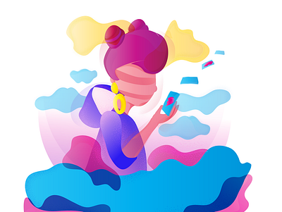 Lost love💔 blue bright cartoon character colorful cute art flat character flatdesign girl gradient heart illustraion love lovely popular purple vector yellow