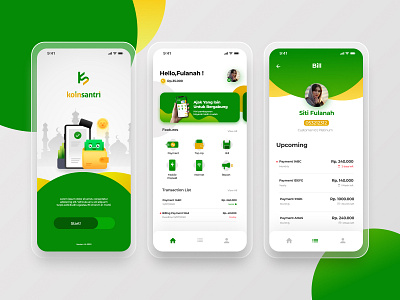 Koin Santri app finance finance app illustration product design school payment ui