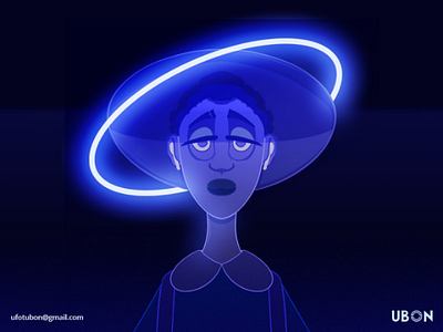 Lady Blue blue art glow illustration