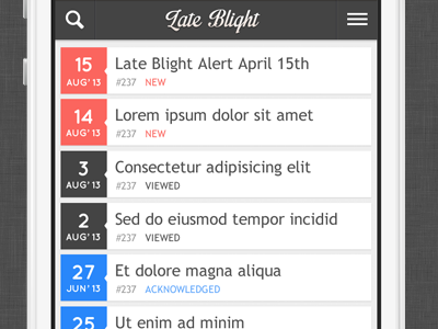 Late Blight Mobile Website application flat iphone mobile ui