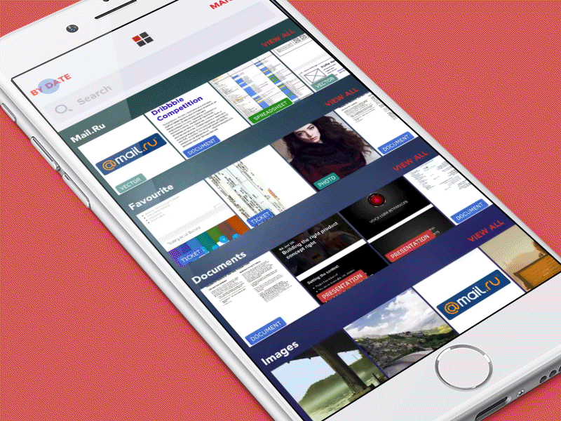 Mail.Ru Dribble Competition - Manage your attachments animation application attachment ios iphone mail