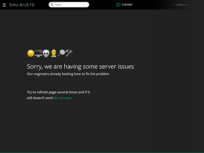 Server Error page dark desktop emoji error page server