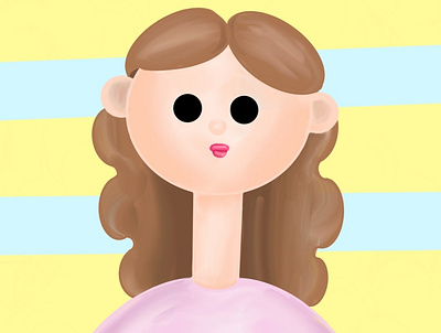 Sweet girl with wavy hair character design girl graphic illustration illustrator