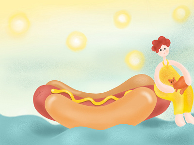 The Ocean art artist artwork cat character design drawing food graphic graphicdesign hotdog illustration illustrator sea