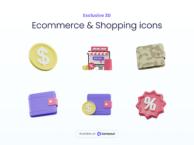 Exclusive 3d - Ecommerce & Shopping Icons (Part 1) 3d 3d art 3d icon 3d illustration 3d modeling 3d render blender design ecommerce icon illustration online shopping