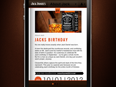 Jack Daniels Mobile Site interface jack daniels ui