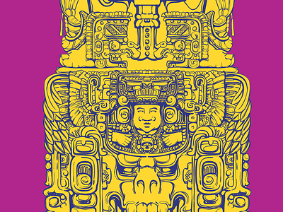 Aztec Column aztec history illustration purple vector yellow