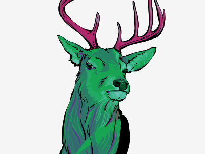 Green Deer Purple Antlers