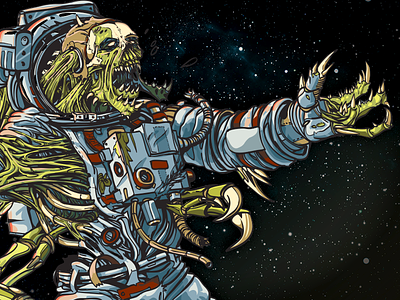 Zombienaut astronaut illustrator space vector zombie