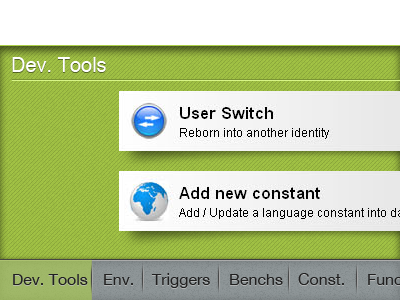 Developer toolbar design dev tools ui