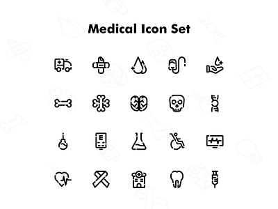 Medical Icon Set design health icon icon design icon packs icon set iconography medical outline icon system icon vector