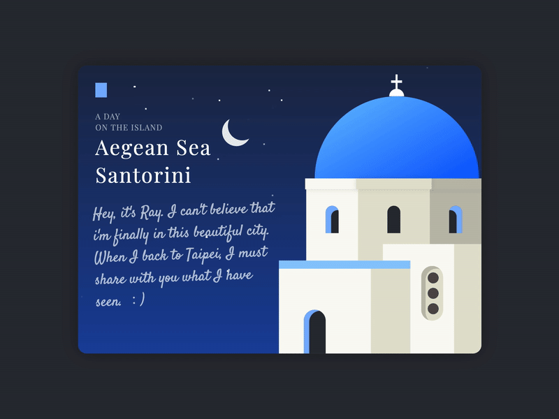 CSS keyfram Animation – Day/Night Transition Postcard