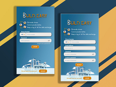 App login and signup for architects 001 adobe xd app architect app build easy dailyui login login screen loginscreen signup photoshop signup screen simple ui. uidesign ux