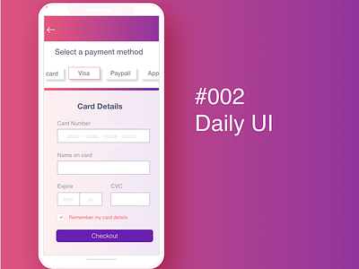 Credit Card Checkout app daily 100 challenge dailyui dailyui 002 dailyuichallenge design ui ux
