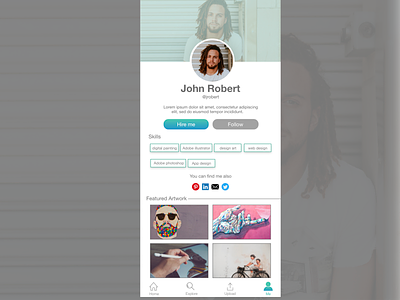 Daily UI challenge #006 User Profile app daily 100 challenge dailyui dailyui 006 dailyuichallenge design ui user page user profile userinterface ux