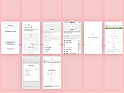 Apple Health-Kit Connect ander app apple health kit authenticate design flow illustration ios mobile app onboarding ui ux wearable wireframing
