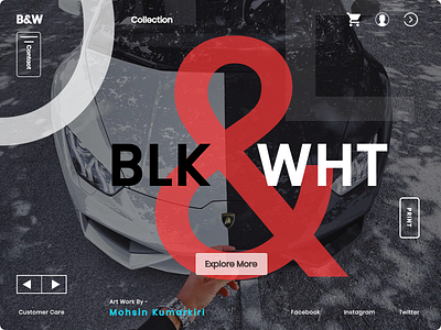 B&W Store - black and white. classic design illustration landing ui ui ux web ux vector web website