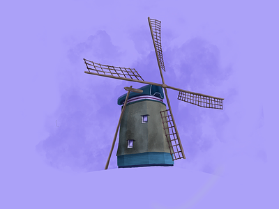 A Dutch Windmill illustration purple rembrandt windmill