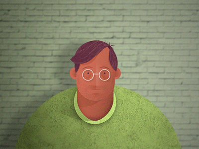 The Man in The Green Sweater is Anxious aftereffects animation character design illustration