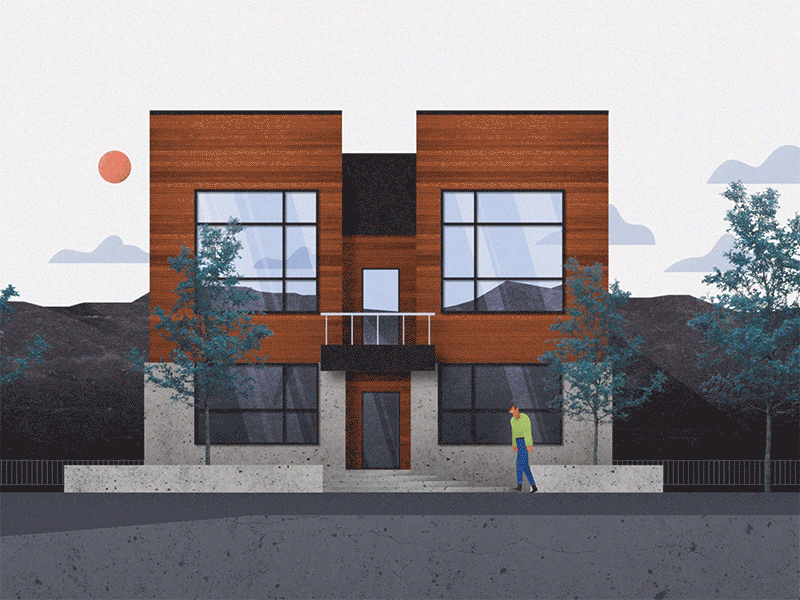 Mountain Town animation apartment architecture character design illustration walk cycle