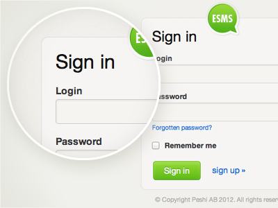 ESMS Sign in box box button form forms green login maxbmx register sign in sign up signin signup sms