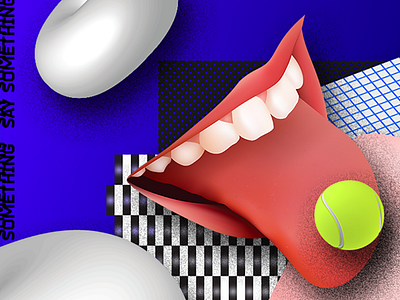 Play Tennis 3d future graphic illustration mouth pattern rgb shape tennis