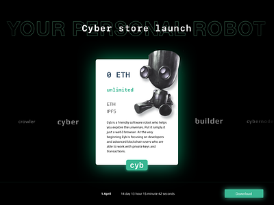 Cyber store cyber illustraion online robot site store typogaphy ui web