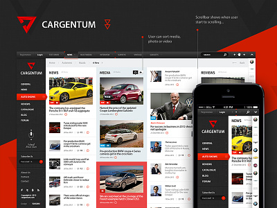 Cargentum Magazine art direction auto car gui interface magazine site ui web web design website