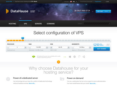 VPS Page for Hosting Company art direction web design