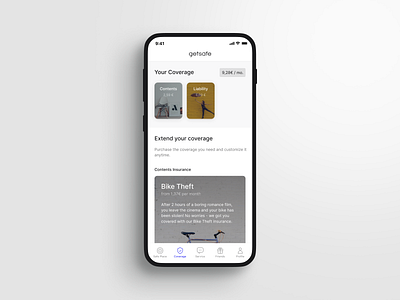 Getsafe — Coverage Screen app design app ui design designsystem getsafe insurance minimal app design productdesign ui ux