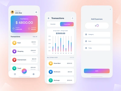 Daily Expense Tracker app app design branding budget colorful creative dailyui ewallet expense manager expense tracker expenses icon income minimal mobile money app outcome product design uiux userinterface