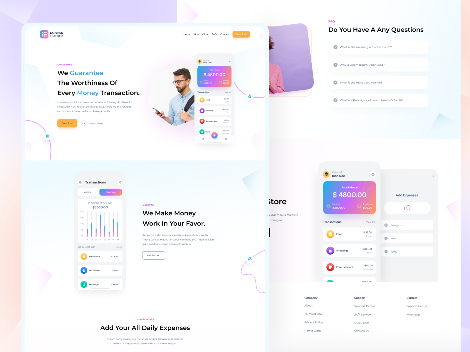 Expense Tracker App Landing Page by Sagar Panchal for MindInventory on ...