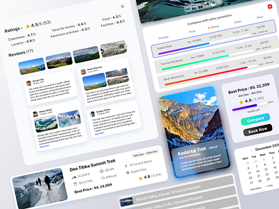 Book a Trek - UI Components adventure booking app card ui card ui design cards ui components design design system orizon trending ui components ui ux user interface design