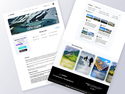 Book a Trek - Details Page adventure booking app bookings cards ui components design landing page trekking trending user interface design