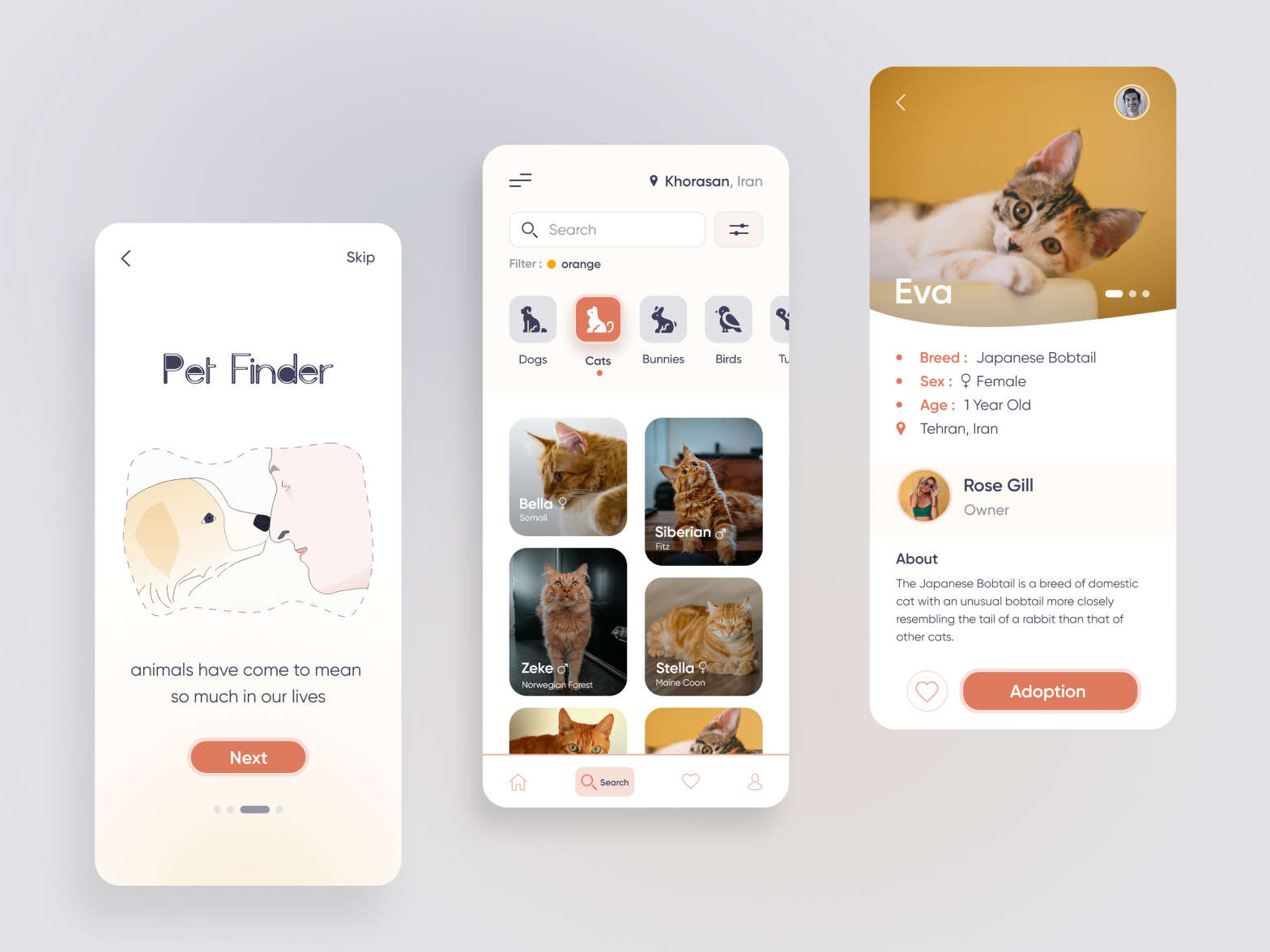 Mobile App - Pet Finder by ehsan rasam on Dribbble