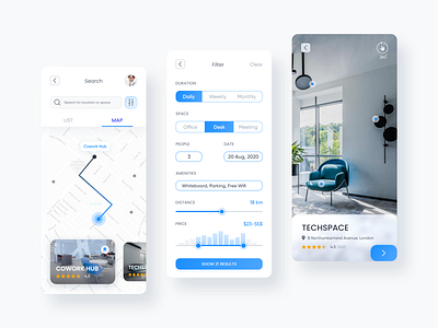 Coworking Space Booking App app design designchallenge designwich mobile app mobile ui ui ui design uidesign uidesigner ux