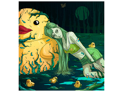 My swamp art digital art digital illustration digital painting duck green illustration women