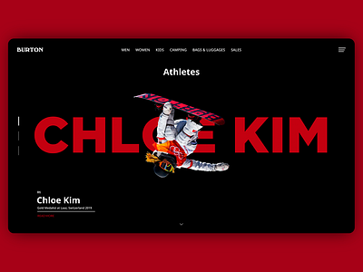 Burton Snowboard Athletes Page. Web Design Concept.