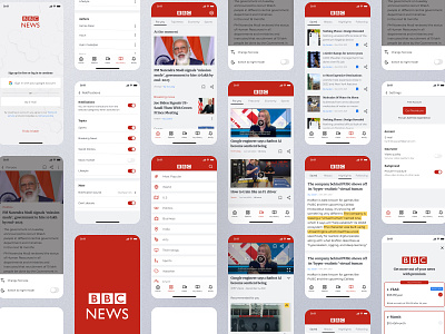 BBC News APP - UI Redesign appdesign dribbleshot ebookapp figma homepage inspiration ios ios14 kindleapp newsapp red trend ui uitrend ux