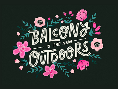 Balcony is the new Outdoors balcony flowers handlettering illustration lettering letters plants procreate quarantine spring stayhome