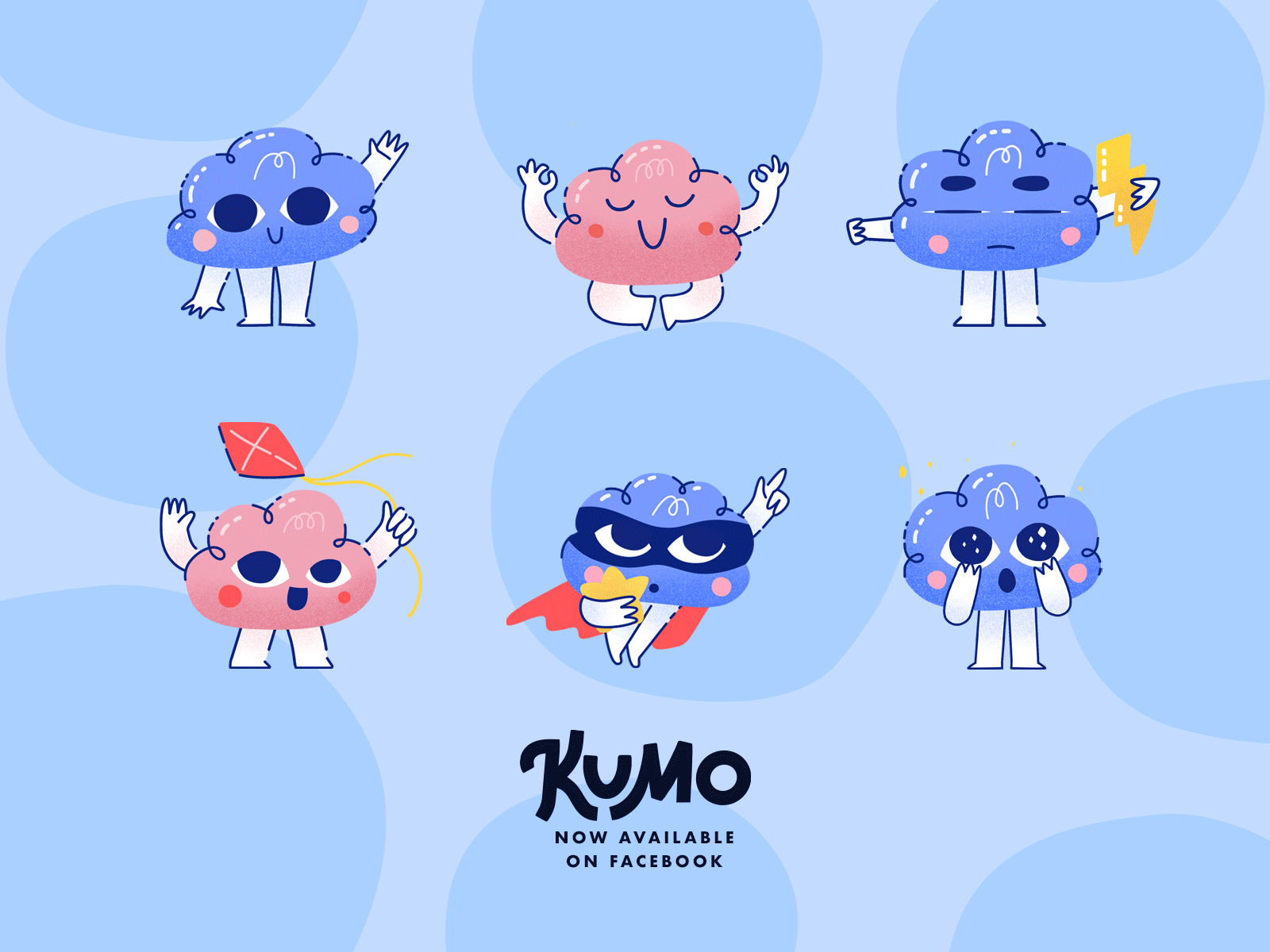 Kumo Sticker Pack Preview character cute hand drawn illustration kawai motion design procreate sticker design