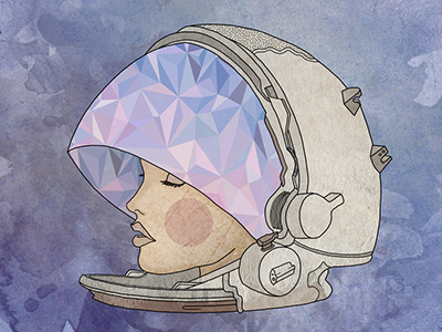 Dead Space girl helmet illustration space