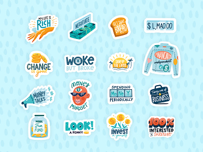 Passion Planner Sticker Pack 3/3 bank budget cute finance fund hand lettering illustration lettering money procreate savings stickers vector